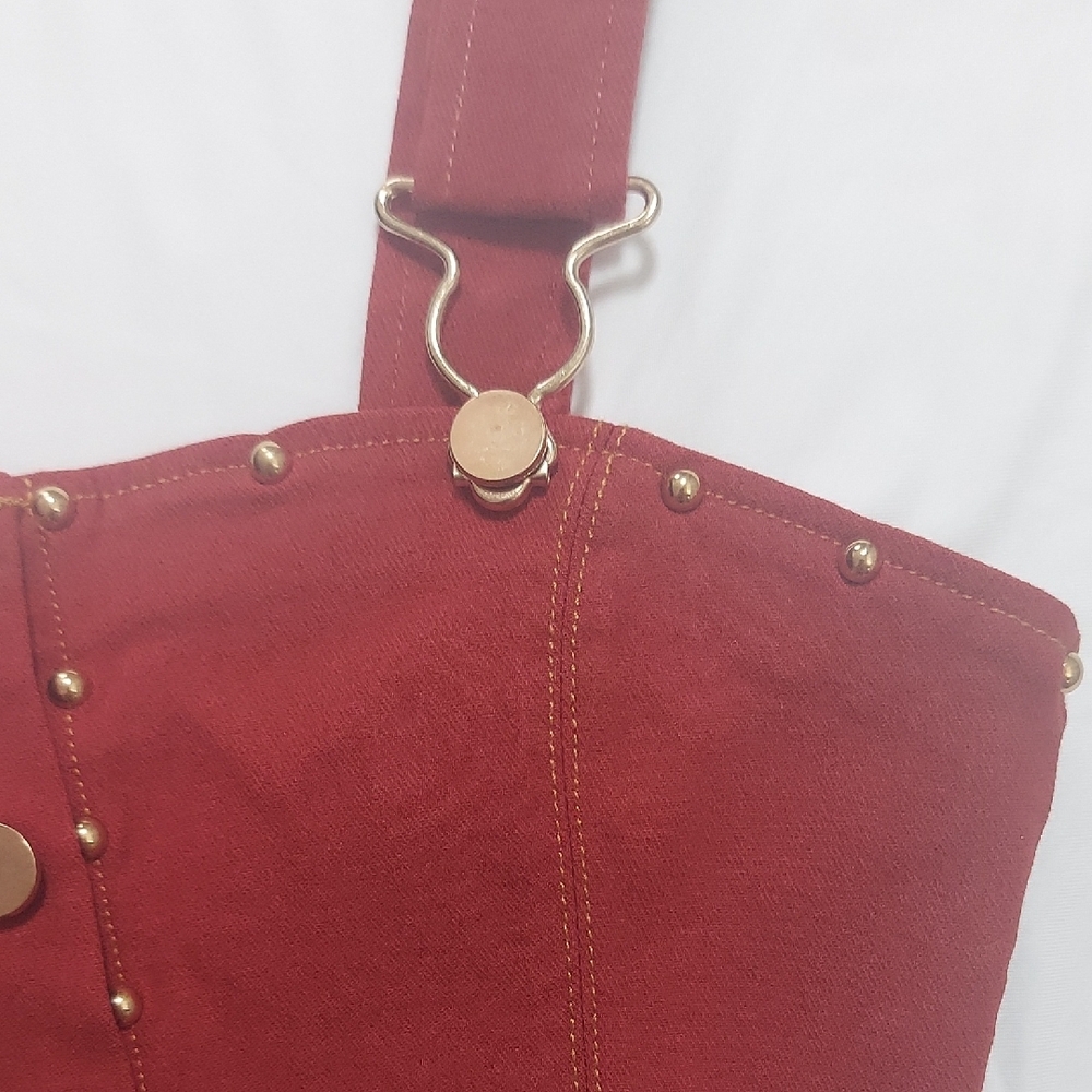 Dance & Marvel Red Crop Top with Gold Embellishments - Picture 8 of 13